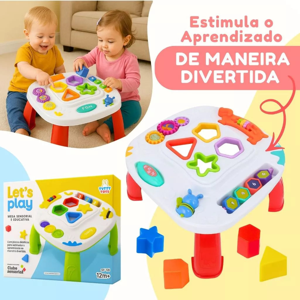 Mesinha Didática Infantil Educativa Sensorial | Mesa de Atividades Interativas para Bebês +12 Meses – Brincaae