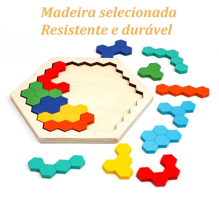 Quebra-Cabeça de Madeira Arco-Íris Montessori | Tangram Educativo Colorido para Crianças – Brincaae