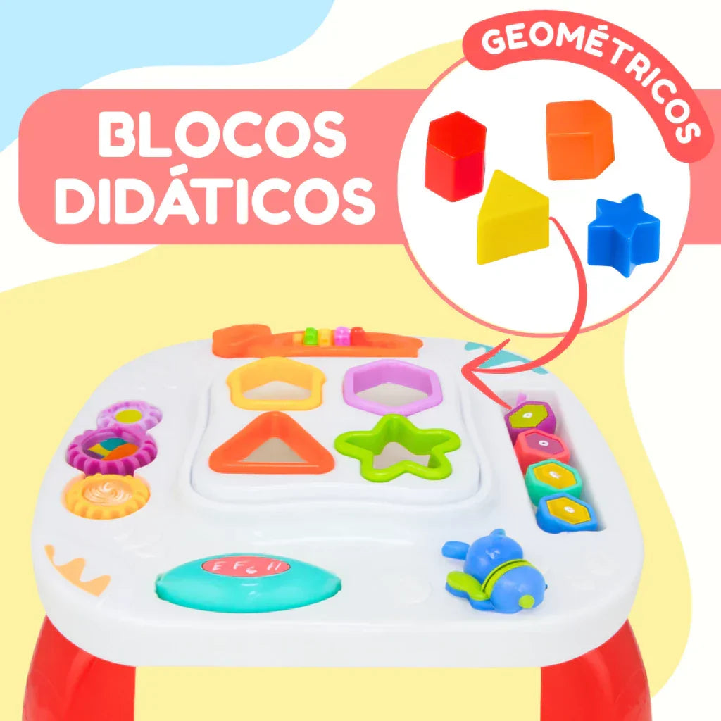 Mesinha Didática Infantil Educativa Sensorial | Mesa de Atividades Interativas para Bebês +12 Meses – Brincaae