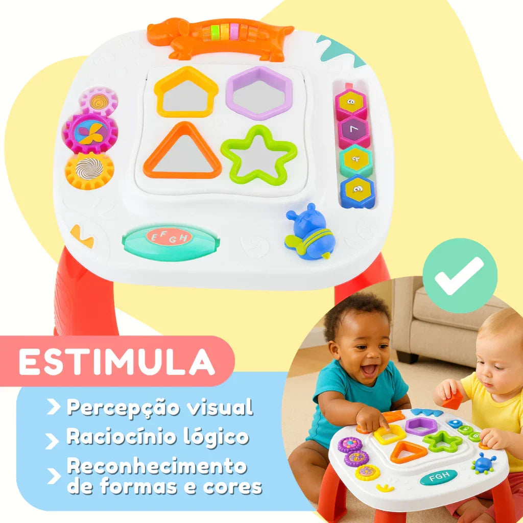 Mesinha Didática Infantil Educativa Sensorial | Mesa de Atividades Interativas para Bebês +12 Meses – Brincaae