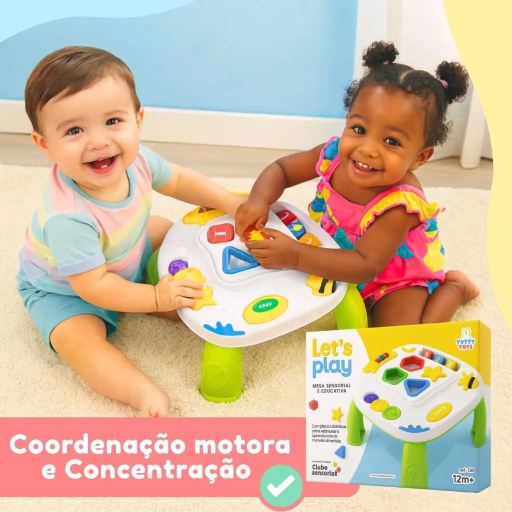 Mesinha Didática Infantil Educativa Sensorial | Mesa de Atividades Interativas para Bebês +12 Meses – Brincaae