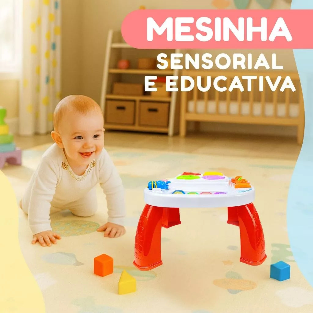 Mesinha Didática Infantil Educativa Sensorial | Mesa de Atividades Interativas para Bebês +12 Meses – Brincaae
