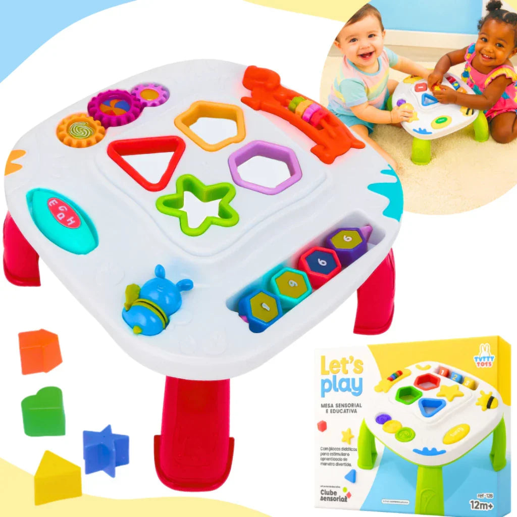 Mesinha Didática Infantil Educativa Sensorial | Mesa de Atividades Interativas para Bebês +12 Meses – Brincaae