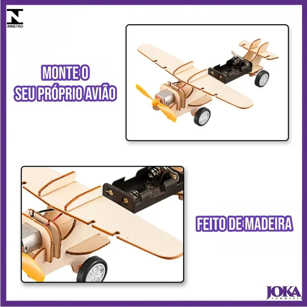 Kit Brinquedos de Montar em Madeira DIY STEAM | Casa, Robô e Avião Educativos 6+ – Brincaae
