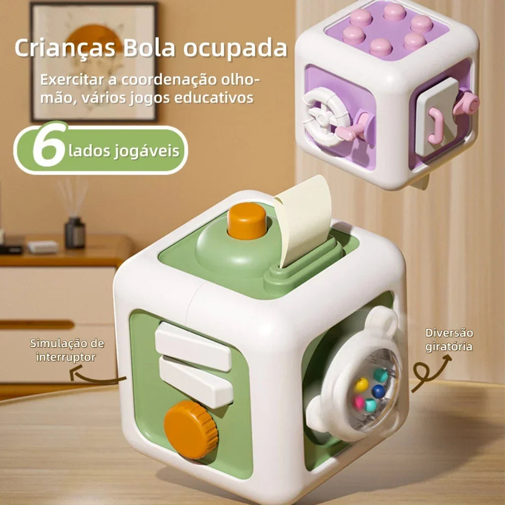 Brinquedo Sensorial Montessori 6 Lados | Cubo de Atividades Educativo para Crianças 3+ – Brincaae
