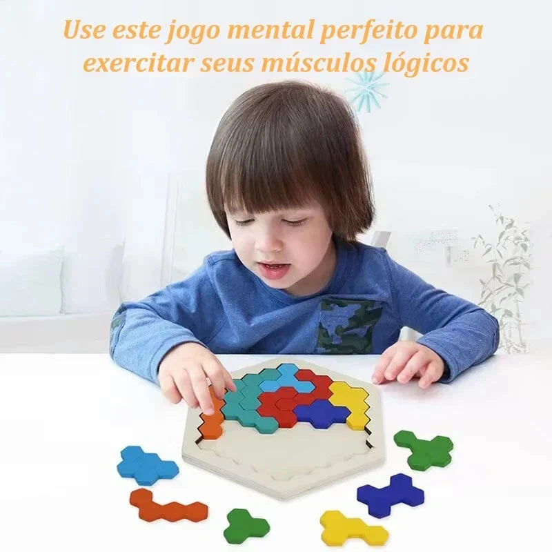 Quebra-Cabeça de Madeira Arco-Íris Montessori | Tangram Educativo Colorido para Crianças – Brincaae