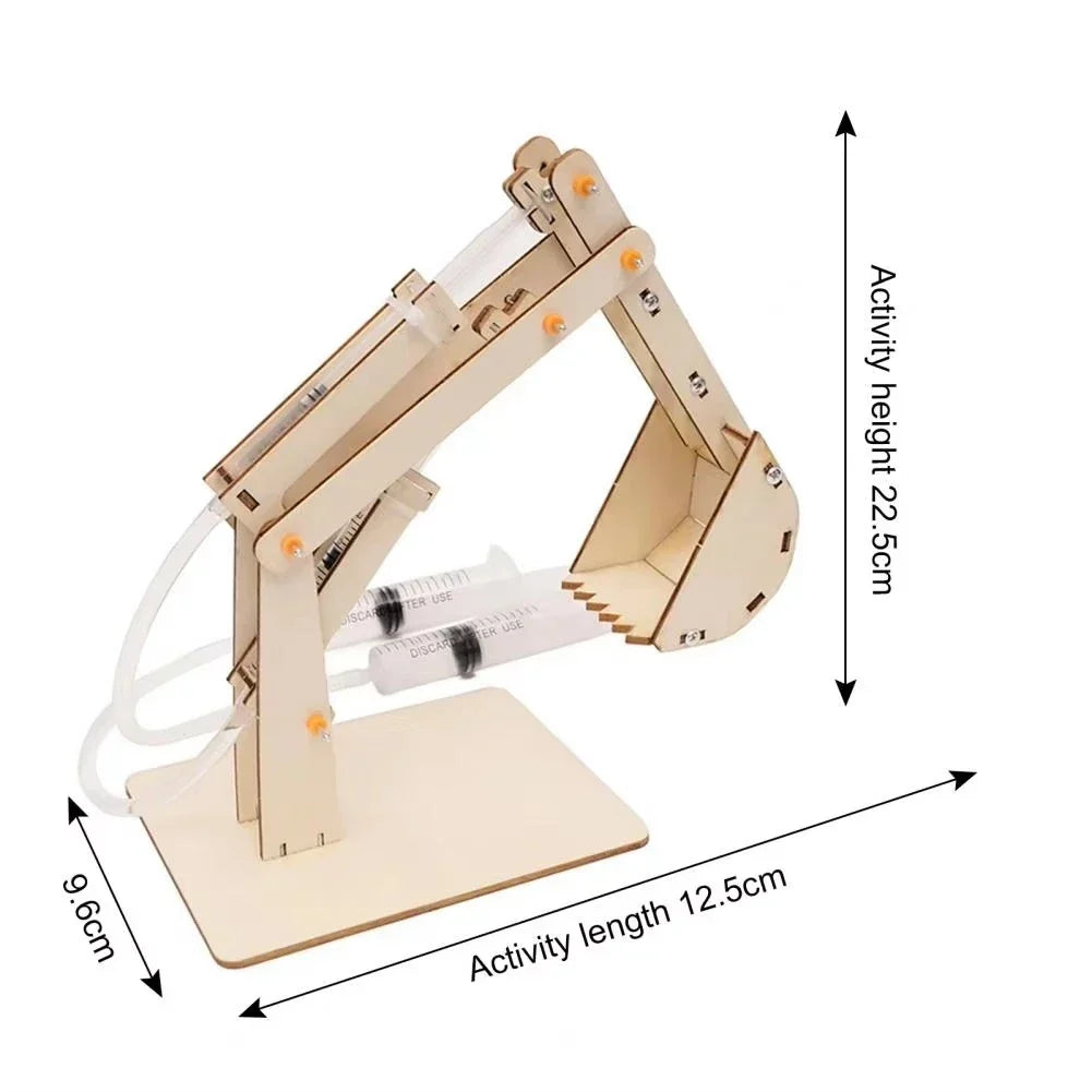 Escavadeira Hidráulica de Madeira DIY Educativa | Brinquedo Científico STEM para Crianças 6+