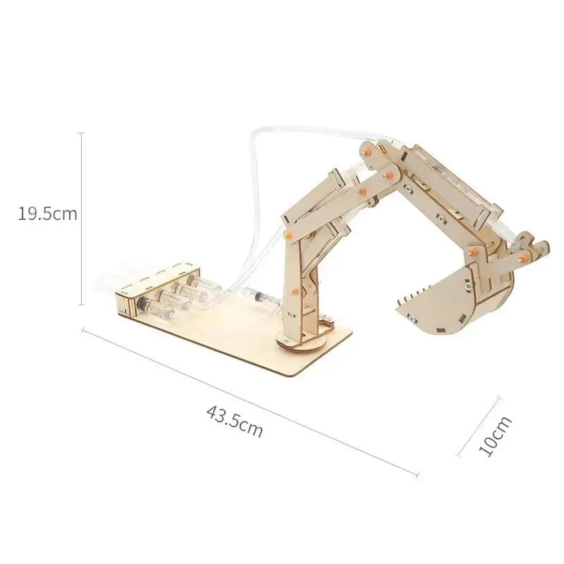 Escavadeira Hidráulica de Madeira DIY Educativa | Brinquedo Científico STEM para Crianças 6+