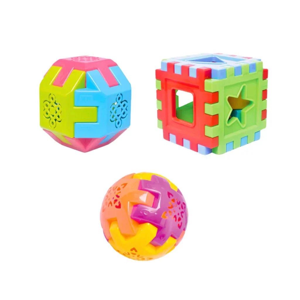 Kit Mesinha Educativa Infantil + 3 Cubos Didáticos | Brinquedo Interativo Sensorial para Bebês +12 Meses – Brincaae