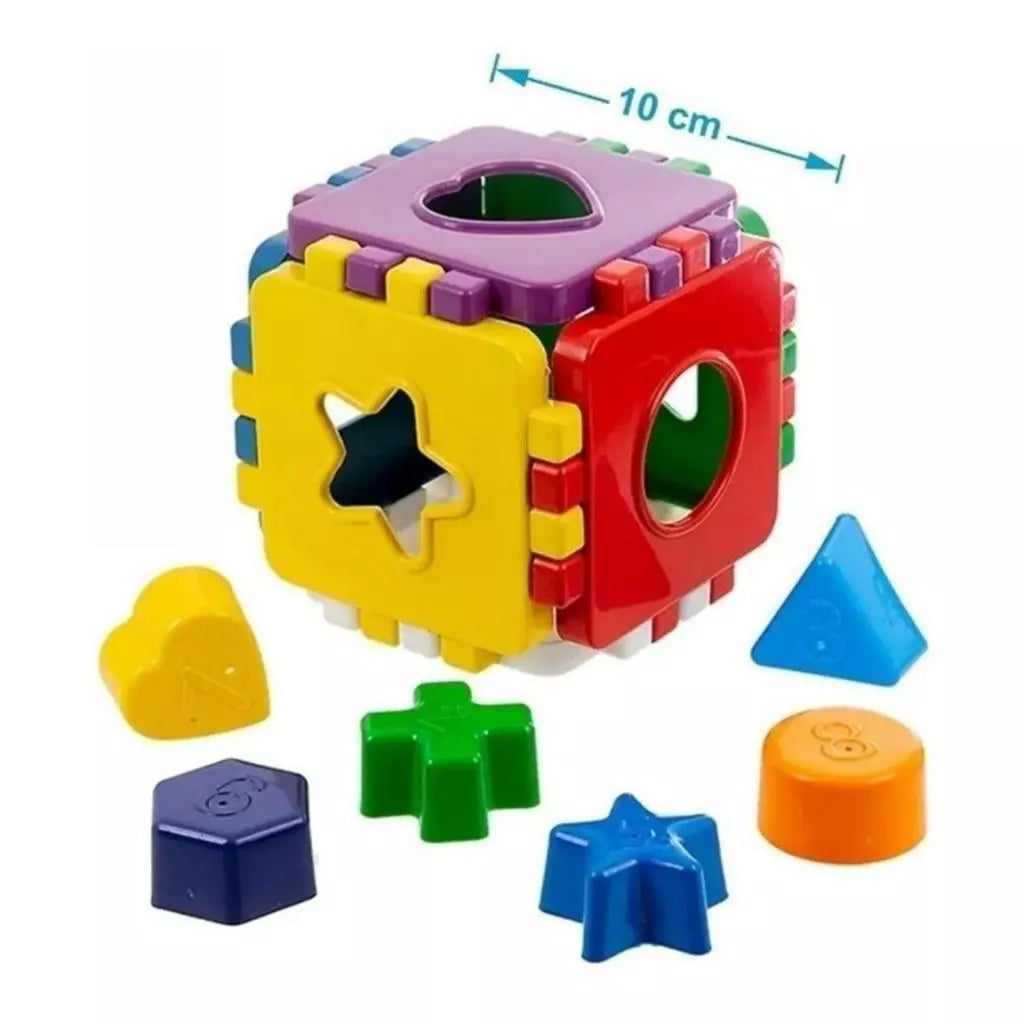 Cubo Didático Educativo de Encaixe | Brinquedo Pedagógico Colorido para Crianças +12 Meses – Brincaae