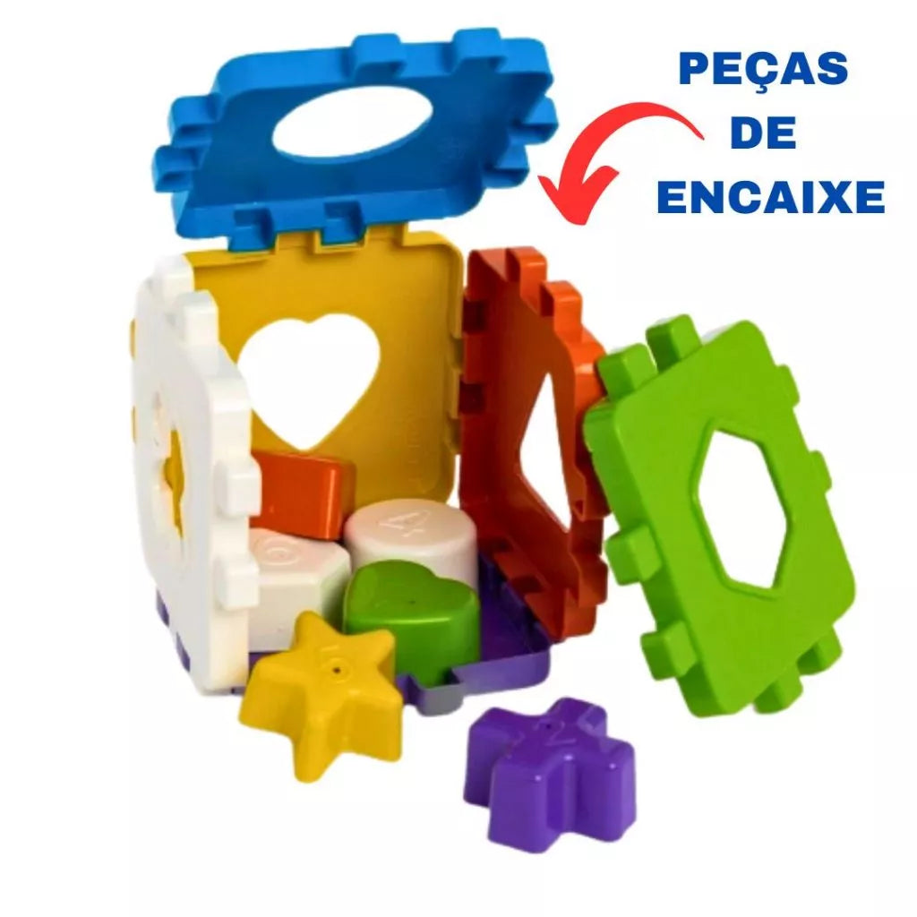 Cubo Didático Educativo de Encaixe | Brinquedo Pedagógico Colorido para Crianças +12 Meses – Brincaae
