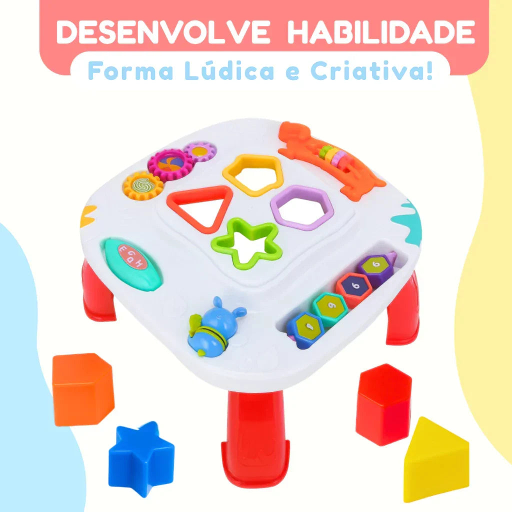 Mesinha Didática Infantil Educativa Sensorial | Mesa de Atividades Interativas para Bebês +12 Meses – Brincaae