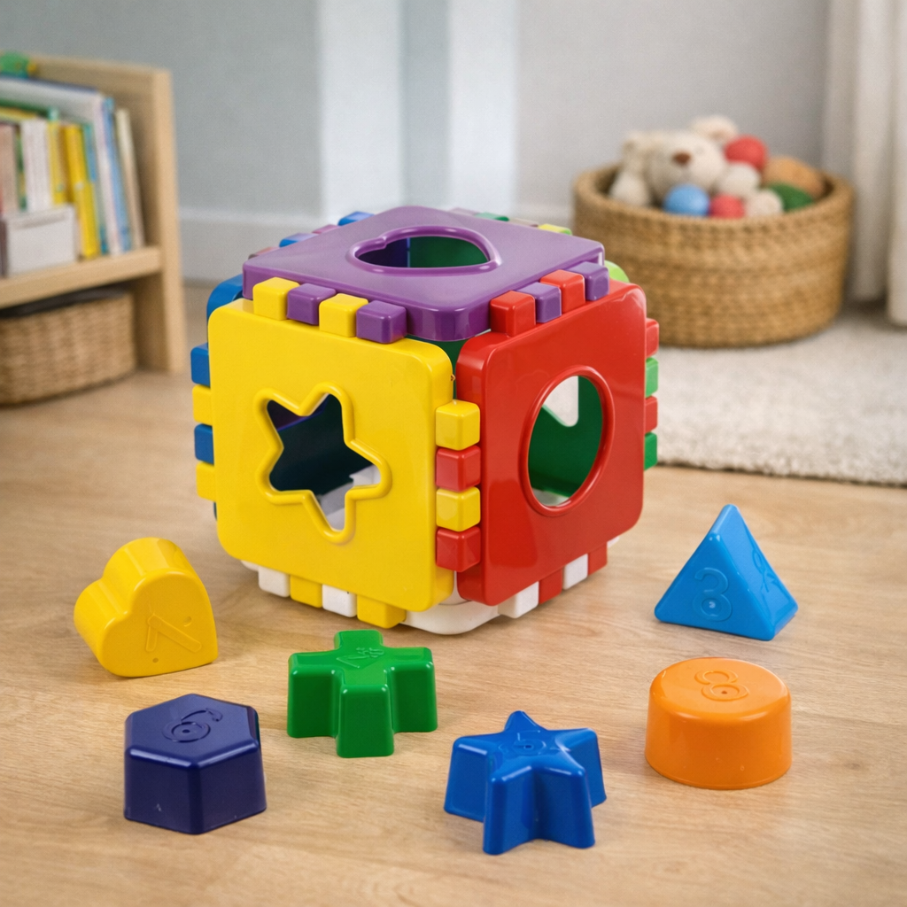 Cubo Didático Educativo de Encaixe | Brinquedo Pedagógico Colorido para Crianças +12 Meses – Brincaae
