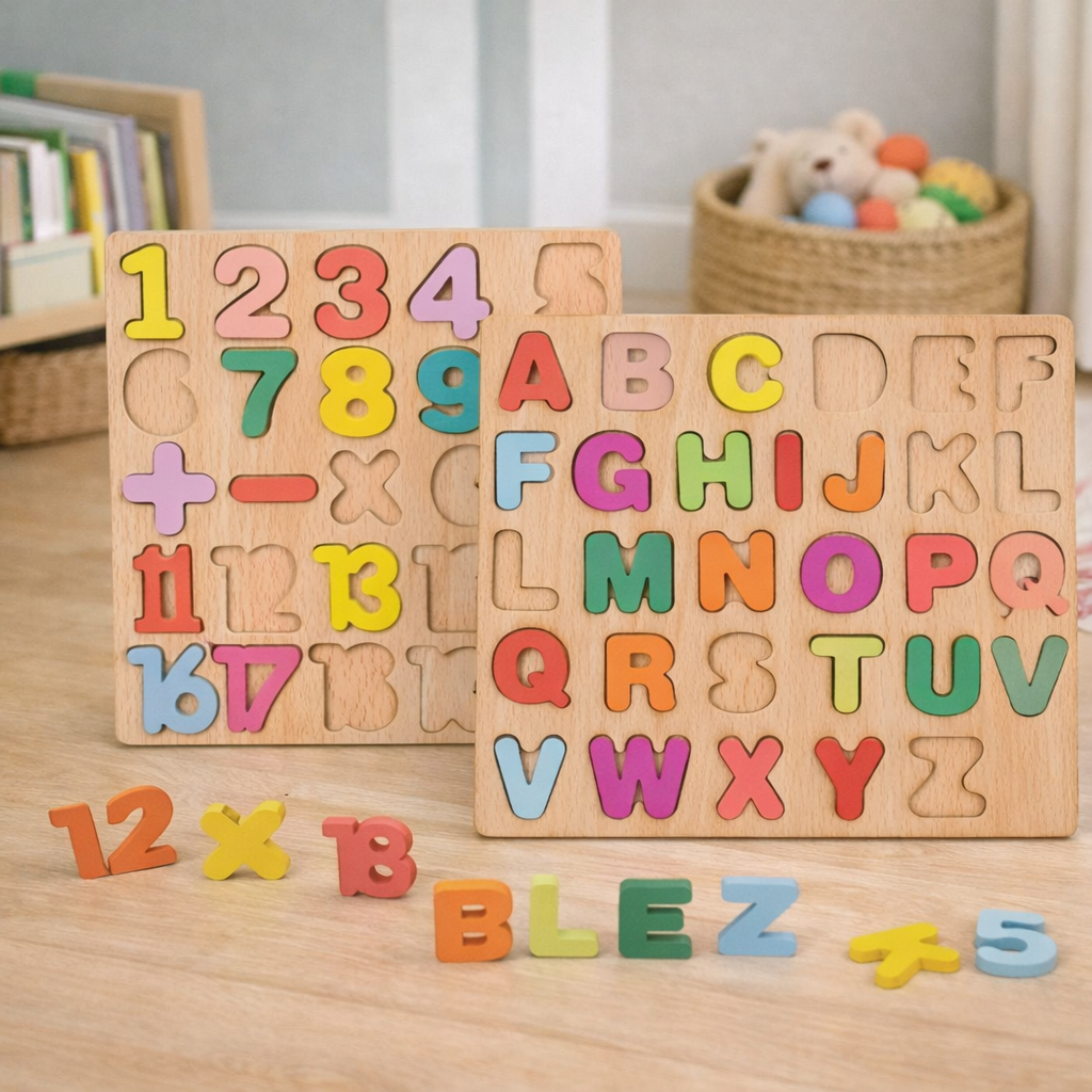 Kit 2 Tabuleiros Educativos Pedagógicos | Alfabeto, Números e Formas Geométricas para Crianças – Brincaae