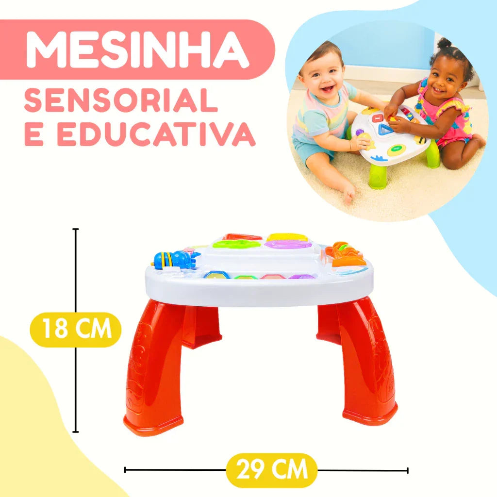 Mesinha Didática Infantil Educativa Sensorial | Mesa de Atividades Interativas para Bebês +12 Meses – Brincaae